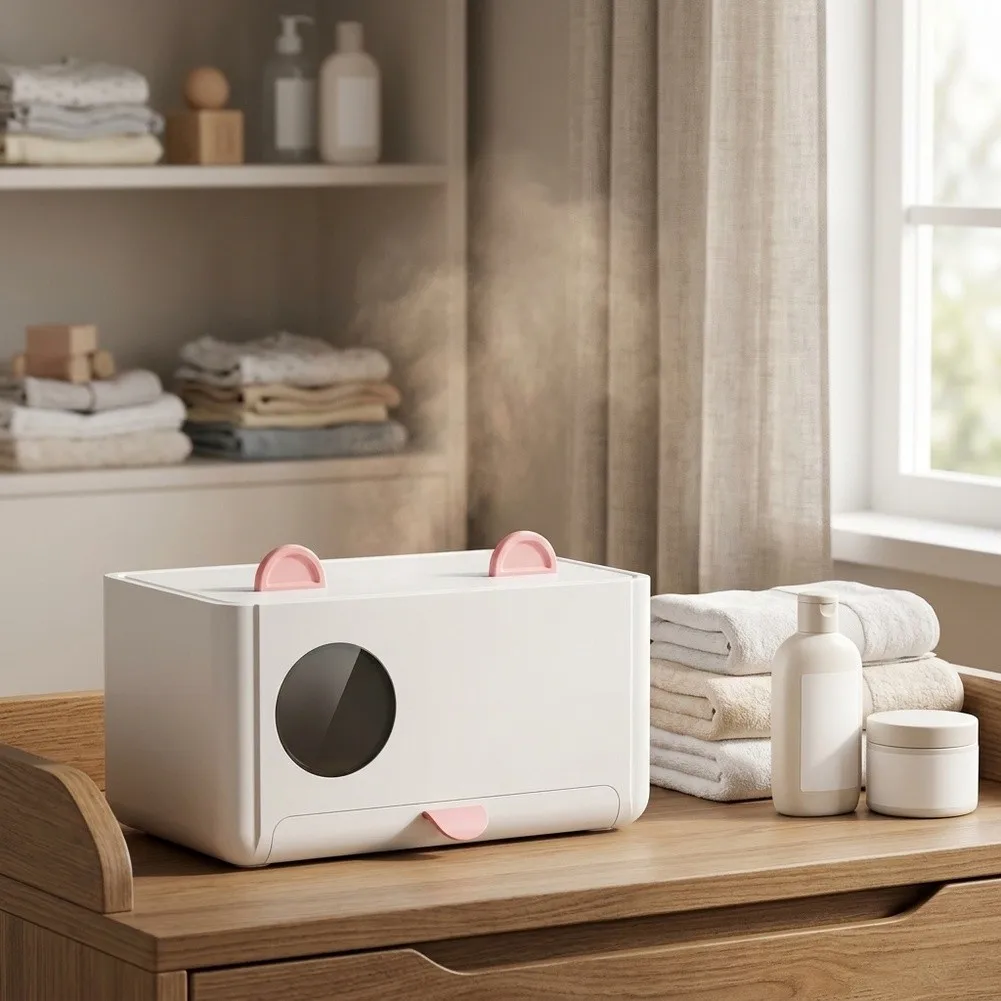 Cat Ear Style Wipe Warmer for Babies 4 Precise Temperature Controls For Moisture Lock Function 285 195 155 mm ABS Build