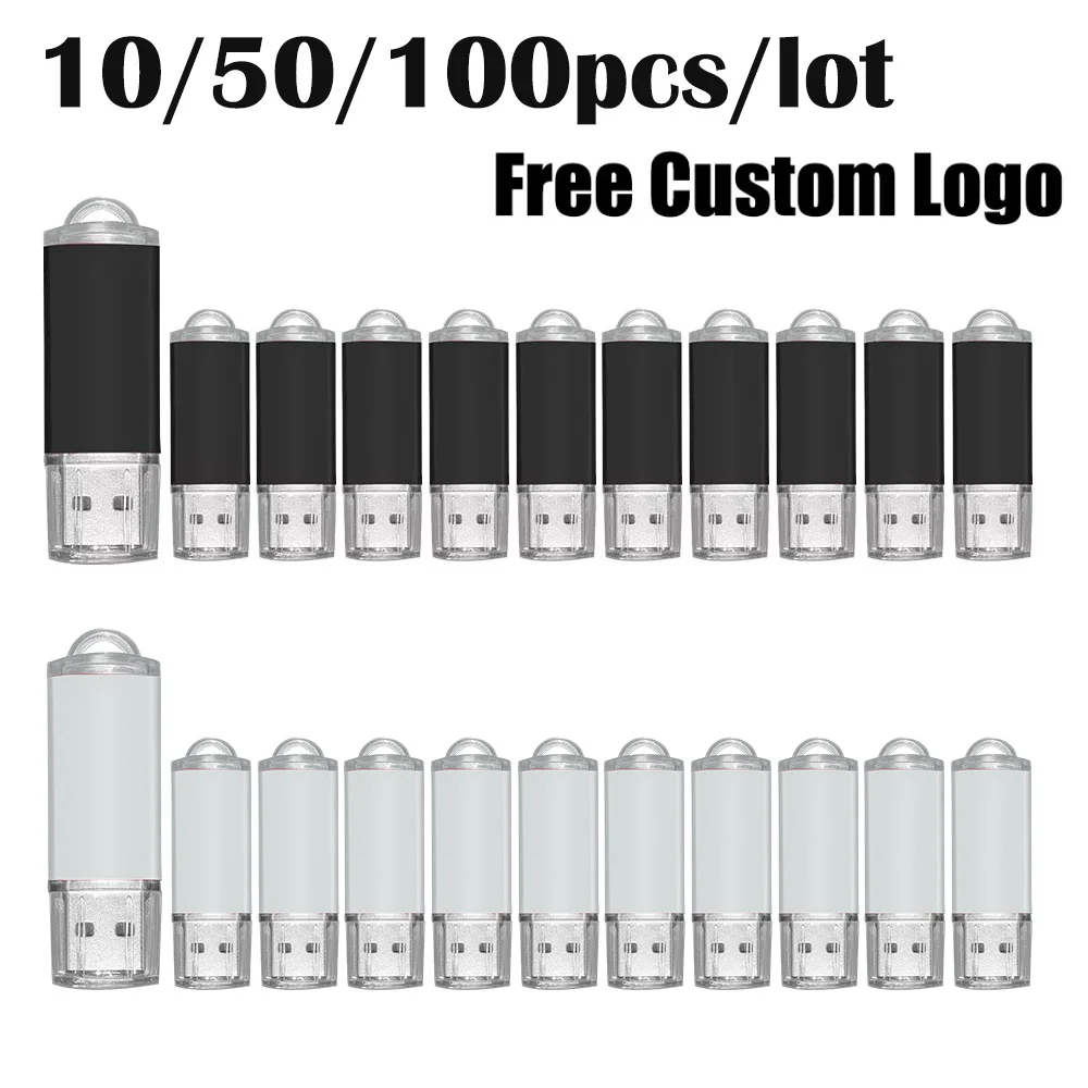 

10/50/100PCS Free Logo PenDrive 8GB Metal Usb Flash Drive Pen Drive 32GB High Speed Cle Usb Stick 16gb Memory Stick 4GB U Disk