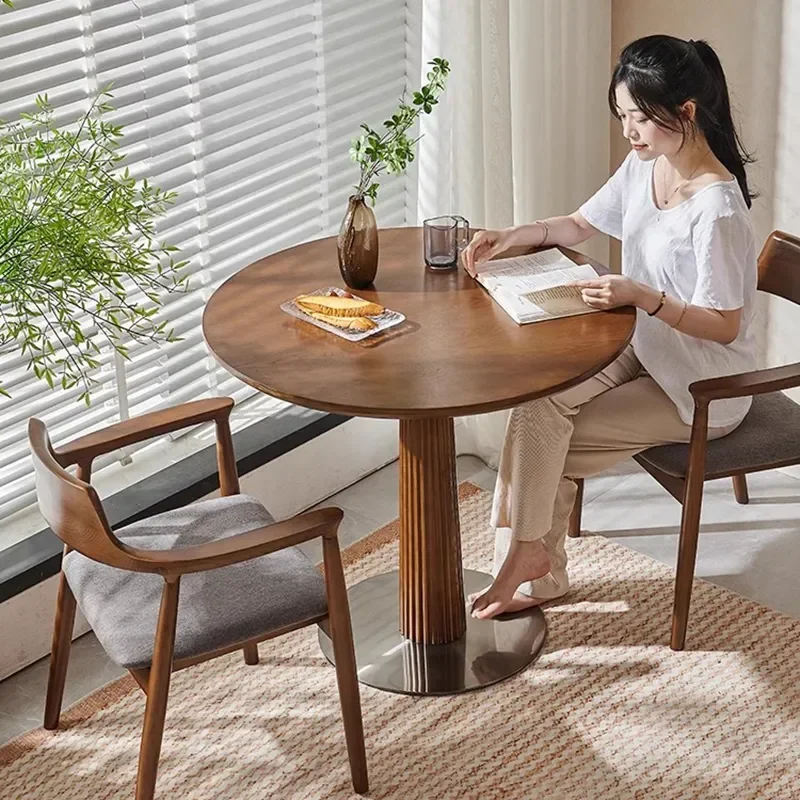 Juegos de mesa de centro de comedor redonda, silla de madera, sala de estar minimalista, mesa de diseño, consola Huismeubilair, muebles modernos
