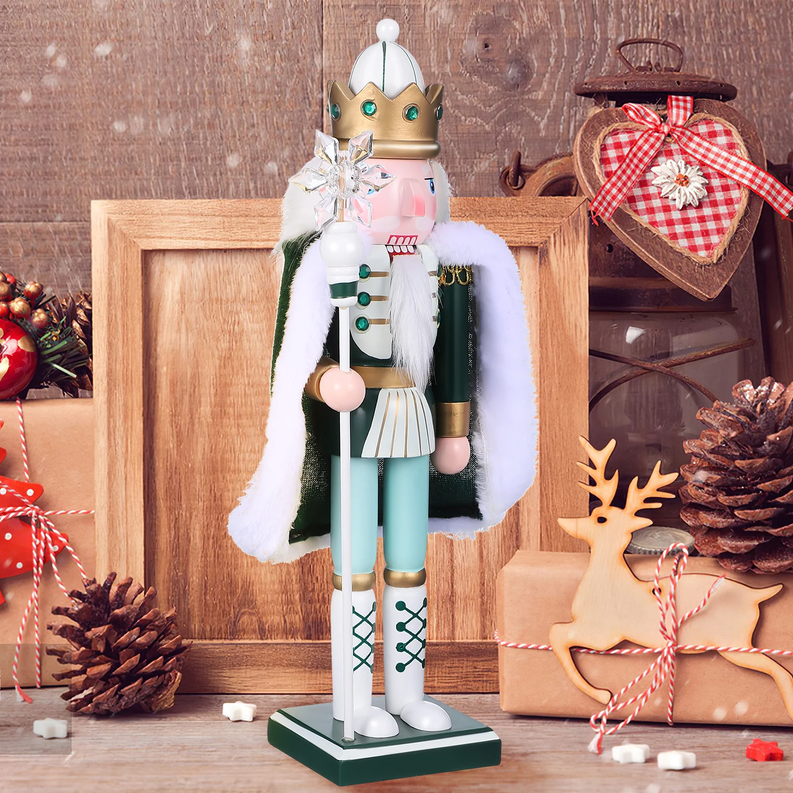 

Wooden Nutcracker Craft Traditional Christmas Decor Nutcracker Statue Xmas Ornament Home Decoration Festival Figure
