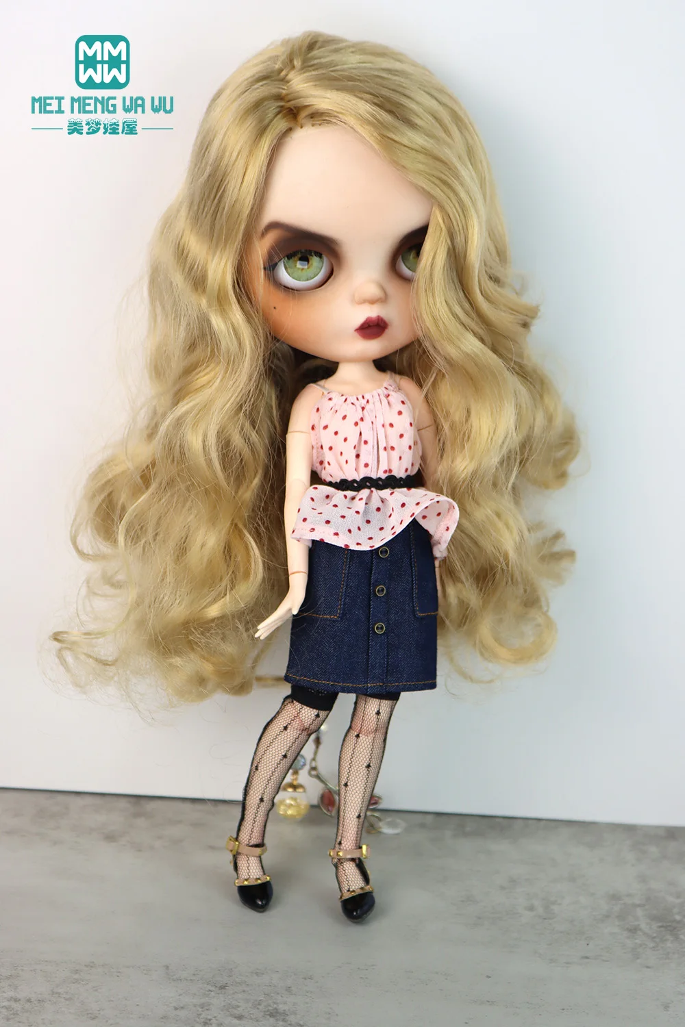 Clothes for doll Fashionable polka dot shirts, miniskirts fits 28cm Blyth Azone OB22 OB24 Accessories