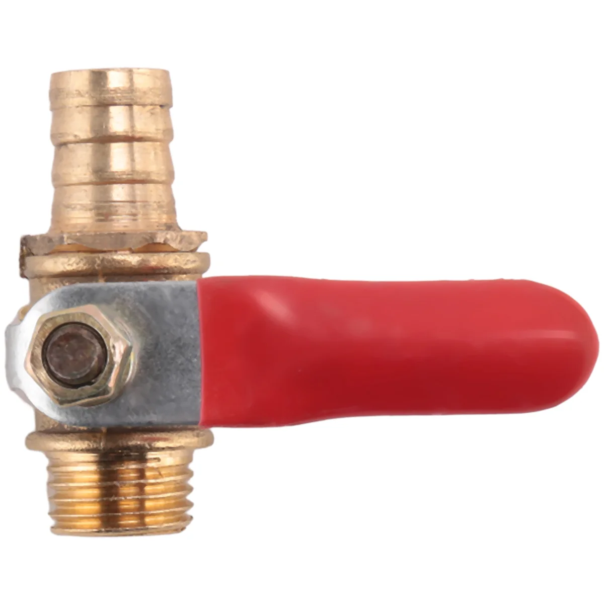 ABZV-10mm x 1/4 inci PT Benang Jantan Port Penuh Tuas Pegangan Selang Duri Katup Bola Kuningan