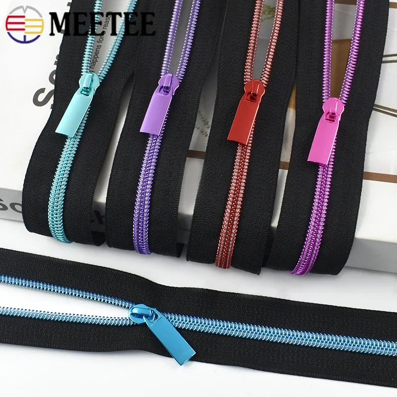 1-5Meters 5# Zippers Tape for Sewing + Zipper Slider Pulls Bag Purse Plastic Nylon Zips Heads Repair Kit DIY Clothes Accessories