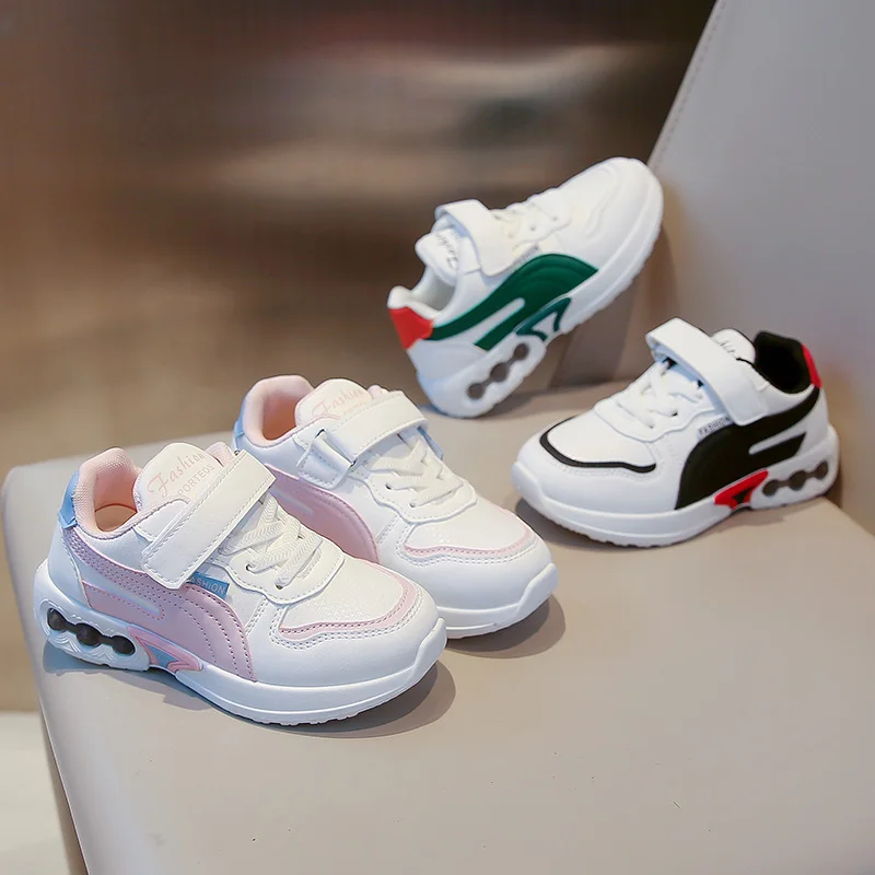 Kids'Casual Shoes Color Blocking PU Leather Autumn Shoes For Children Anti-slip Designer Breathable Pink Green Size 26-37
