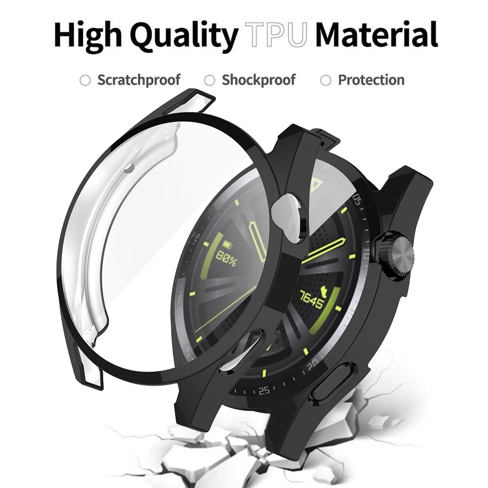 TPU Case for Huawei Watch GT3 46mm Band Watch GT3 42Mm Soft All-Around Soft Screen Protector Cover Bumper Cases for Huawei GT 3
