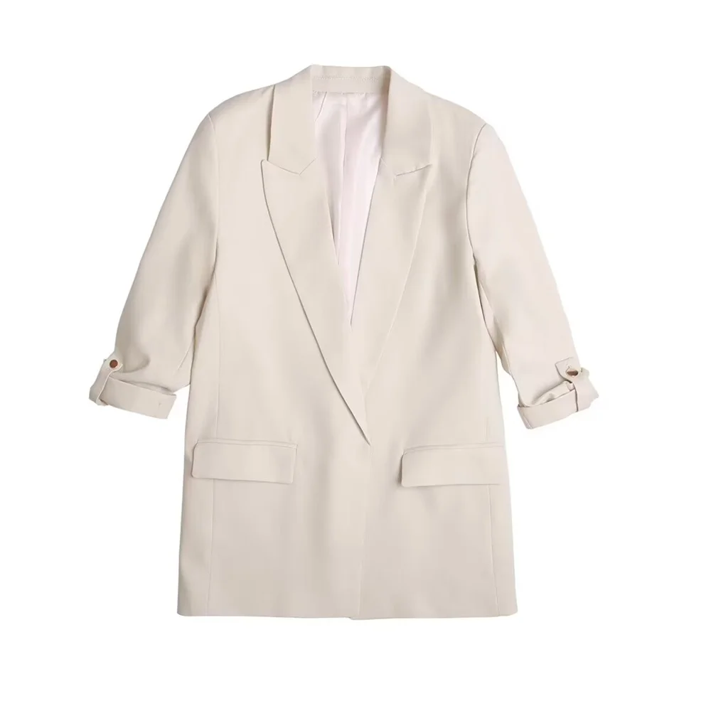 秋の新作 レディース カジュアル 多用途 フリップタイ ショルダーパッド カールスリーブ オープンカラー スーツコート