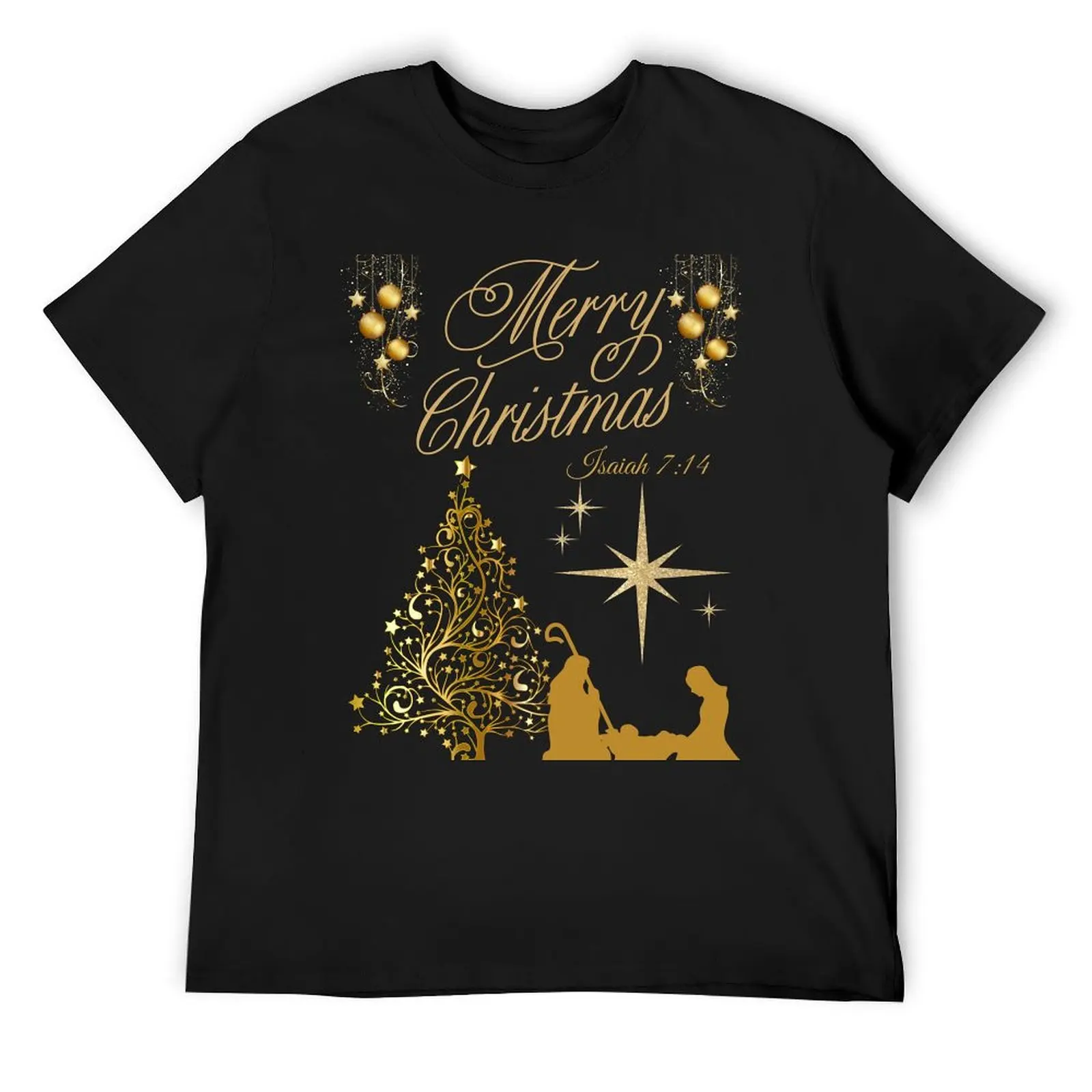 Merry Christmas Nativity Scene Isaiah 7:14 T-Shirt oversized t shirt graphic t shirt vintage plus size men clothing