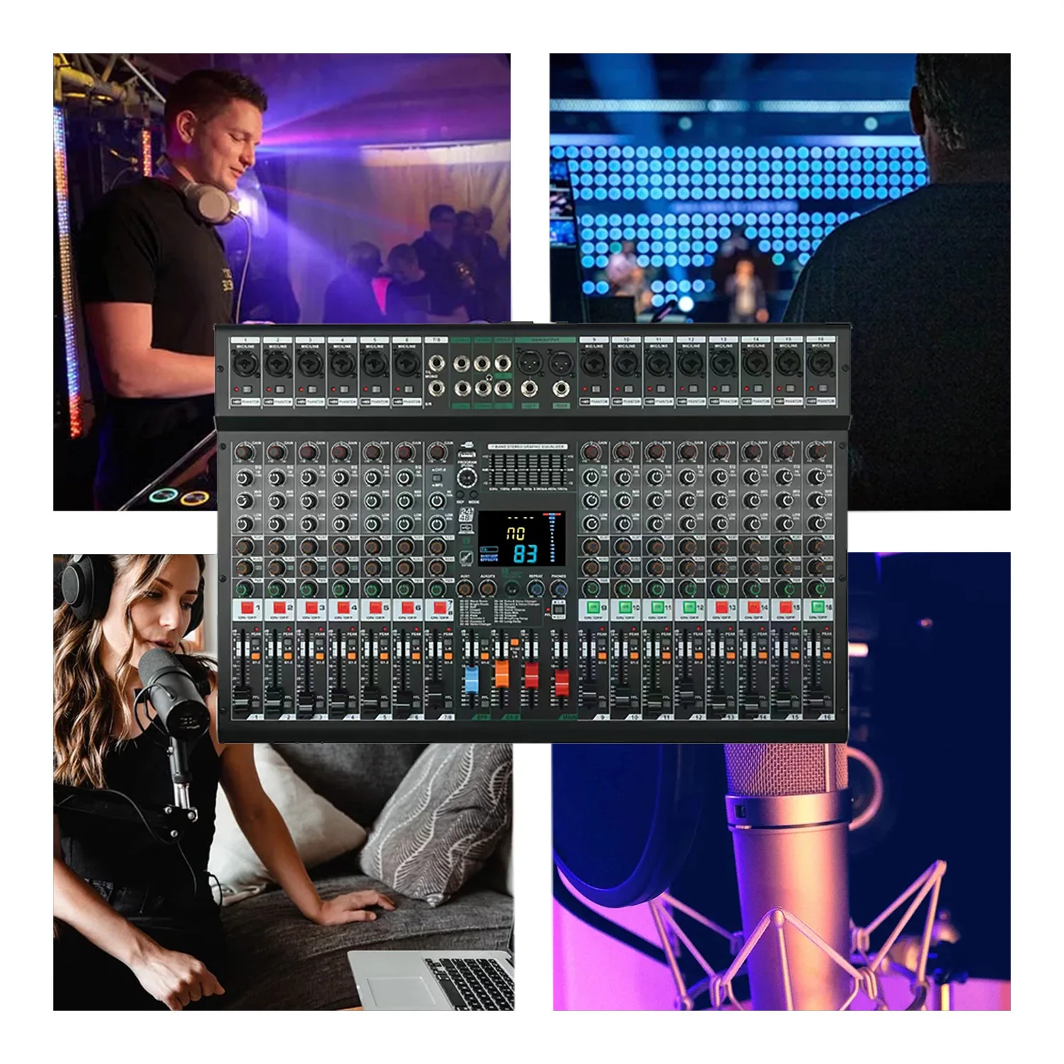 

GAX-GS16 large-screen performance 8/12/16-channel digital audio mixing console with 99 DSP effect options