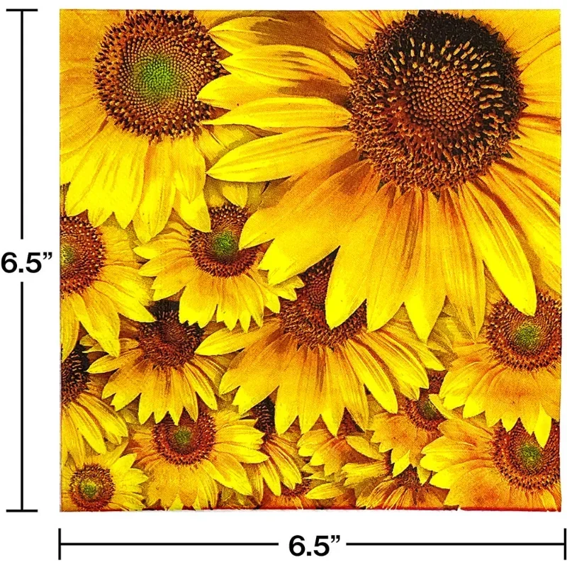 Printed Tissues In Stock Summer Sunflower Printed Tissues Party Tissues Eco-Friendly Fragrance Free Disposable Napkins 20 Sheets