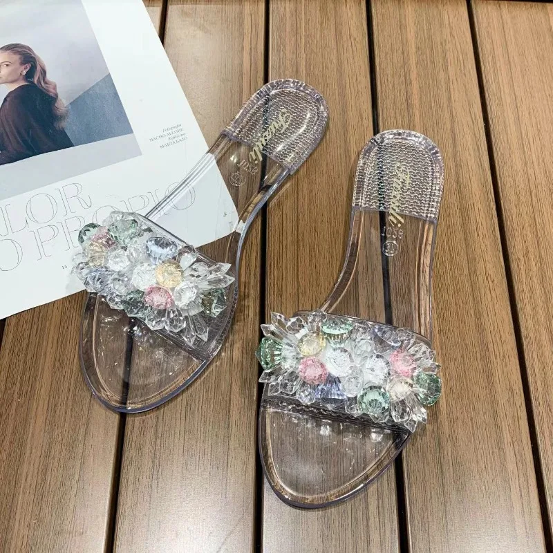 

Summer New Women Shoes Exquisite Synthetic Crystal Slippers for Woman Fashion Vacation Casual Shoes Designer Shoes Zapatos Mujer