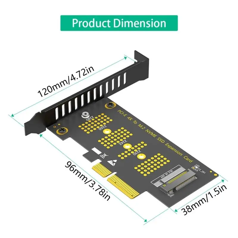 Placa expansão computador Y1UB PCIe 4X para M.2 Nvme Placa adaptadora conversão disco sólido 16G