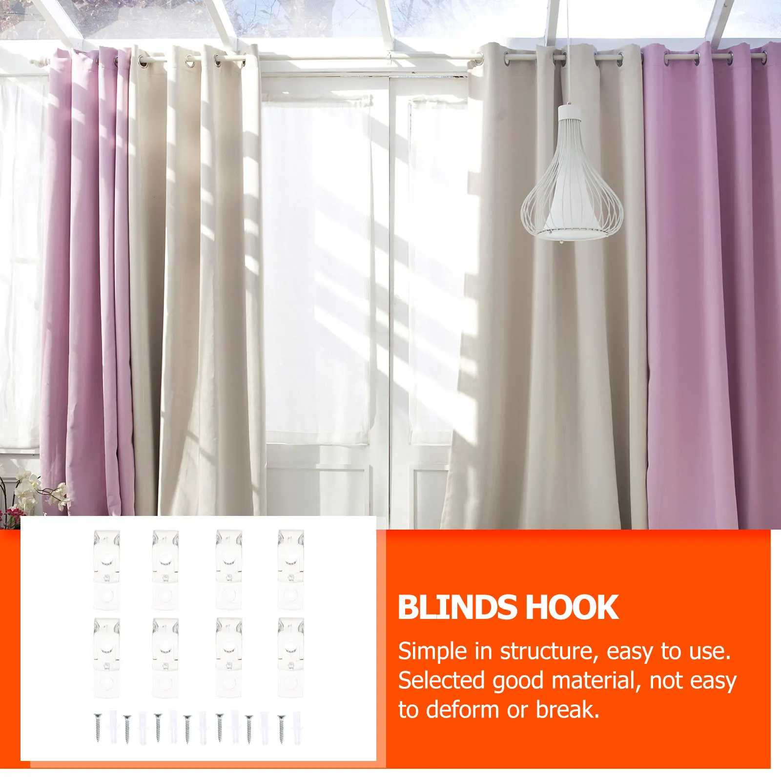 

8pcs Blinds Positioning Hook Plastic Curtain Clip For Roller Roman Vertical Shutters Clear Locator Fixing Accessory