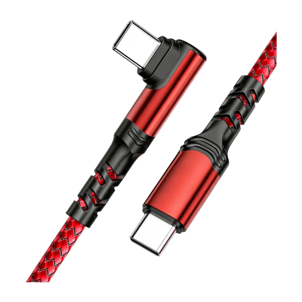 Kabel USB-C do USB-C 120W, kątowy 90 stopni, do iPad, MacBook Pro, Xiaomi, Samsung, Huawei, szybkie ładowanie, kabel do transmisji danych Type-C — 2