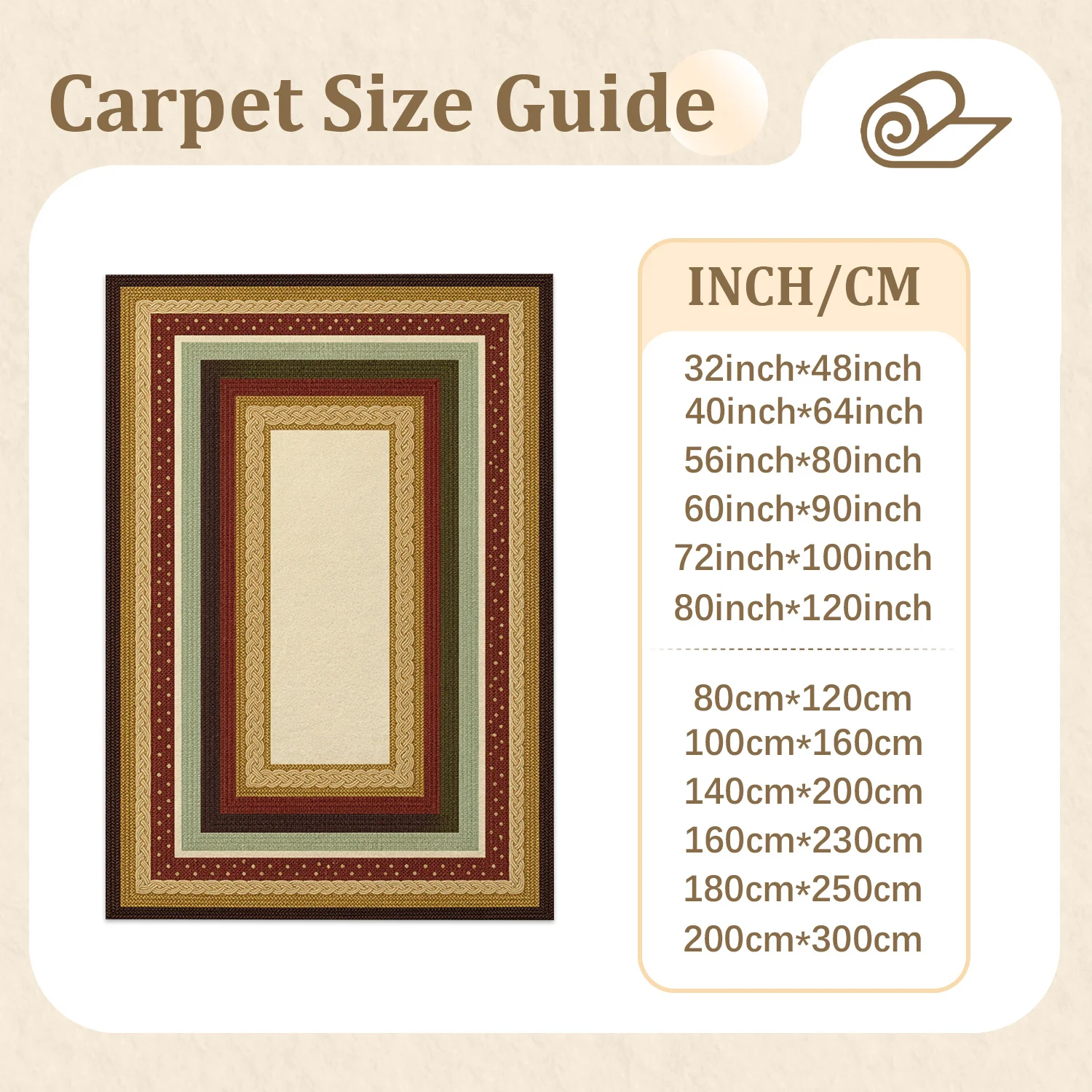 Multi Layered Decorative Border Pattern Area Rug Velvet Fabric Machine Washable Ideal for Living Room Bedroom Dining Room Perfect for Halloween Thanksgiving Black Friday Christmas New Year Home Decor