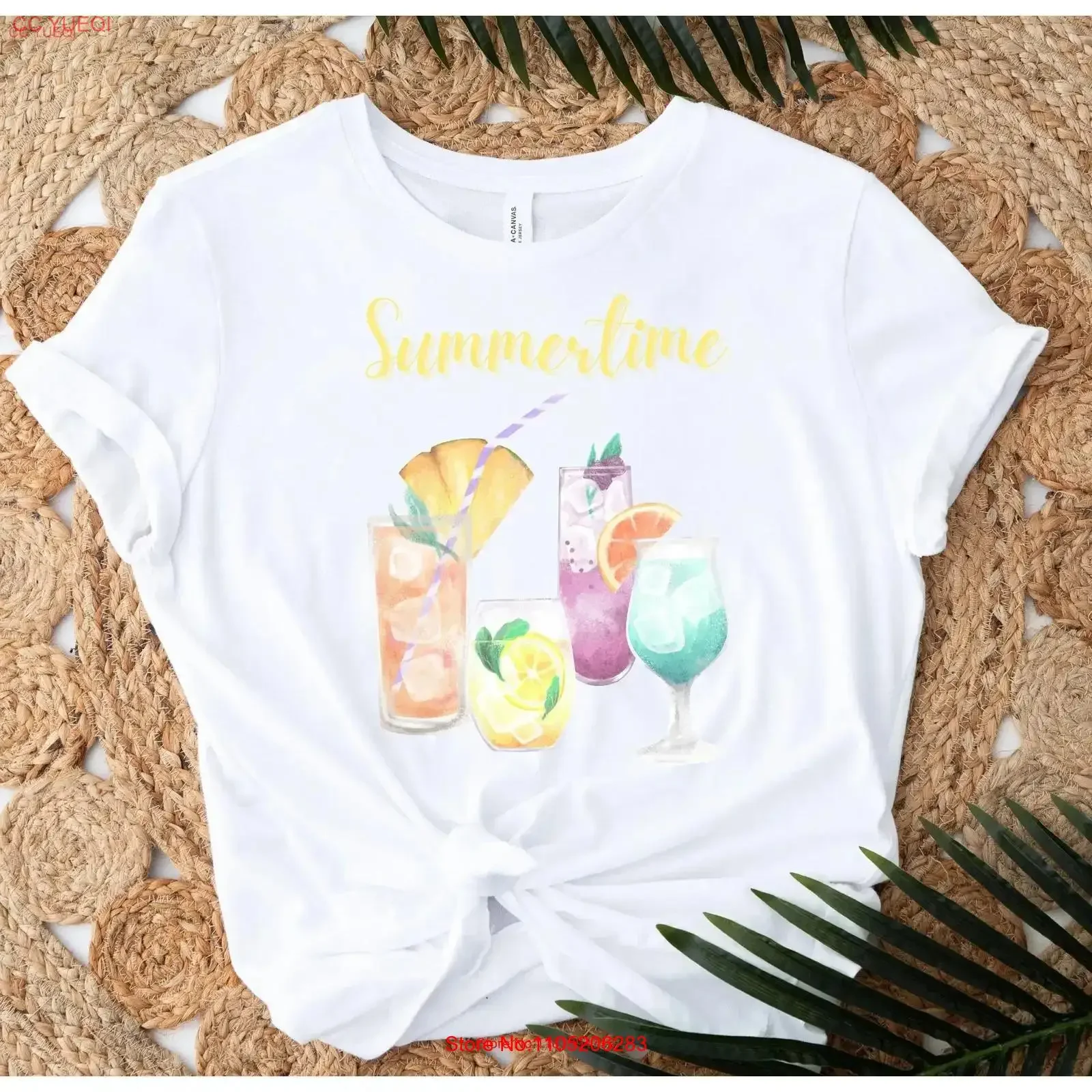 

Summertime Holiday Cocktails Drinks Fruit T Shirt Jersey vintage Washed Slightly Unisex streetwear Breathable Comfortable