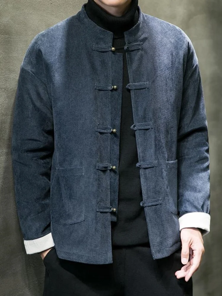 

Ретро-куртка из утолщенного хлопка с подкладкой, зимняя модная теплая куртка на пуговицах с хлопковым вкладышем и воротником-стойкой, верхняя одежда в стиле Тан