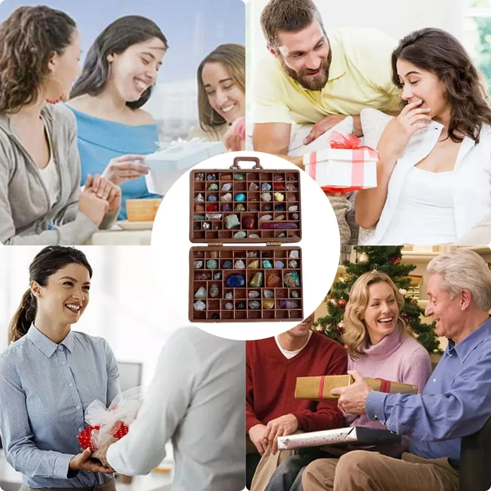 Stone Collection Rock Collection Box Suitcase Outdoor Decorations Crystal Display Case Wood Jewelry Display Accessories Outdoor