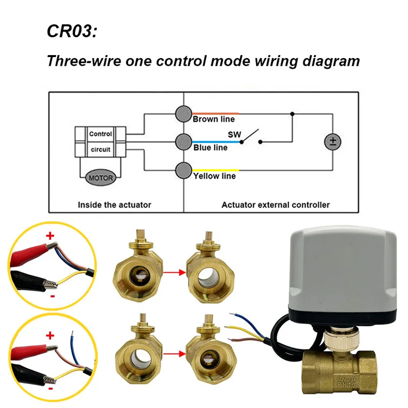 Imagem -04 - Impermeável Latão Elétrica Válvula de Esfera Motor Motorizado Metal Válvulas Vias Dc12v Dc24v ac 220v 1