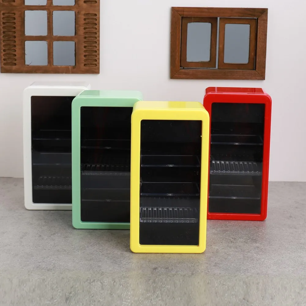 Dollhouse Supermarket Fridge Simulation 4 Colors Mini Refrigerator With light 1:12 Furniture Model Miniature Kitchen Toy
