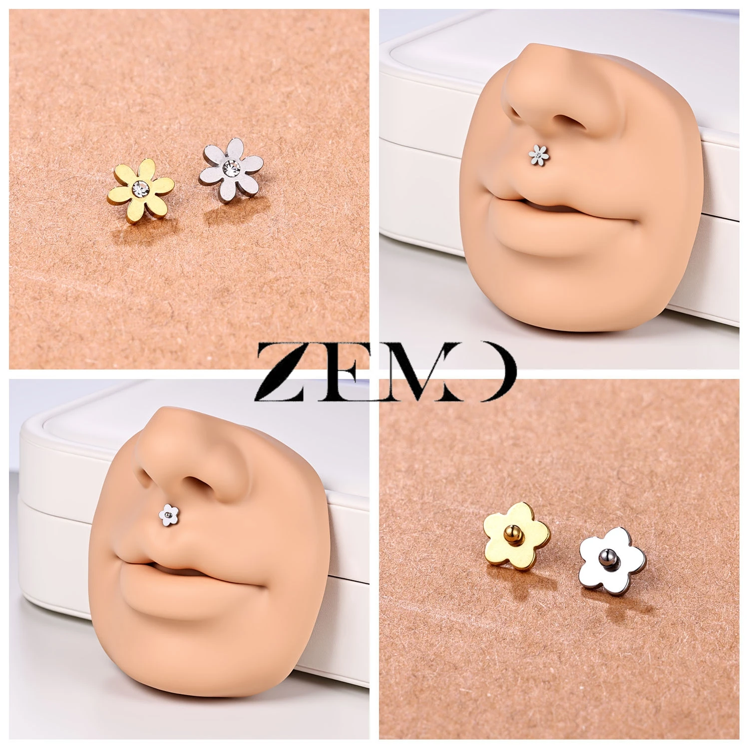 Stainless Steel Dermal Anchor Top with CZ Crystal