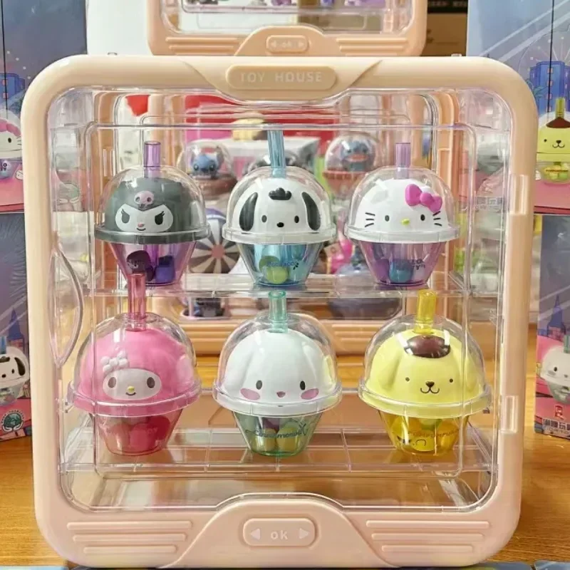 

Sanrio чайная серия с пузырями Hello Kitty Kuromi My Melody Cinnamoroll Purin понравико кавайная Аниме Фигурка модель игрушка подарок