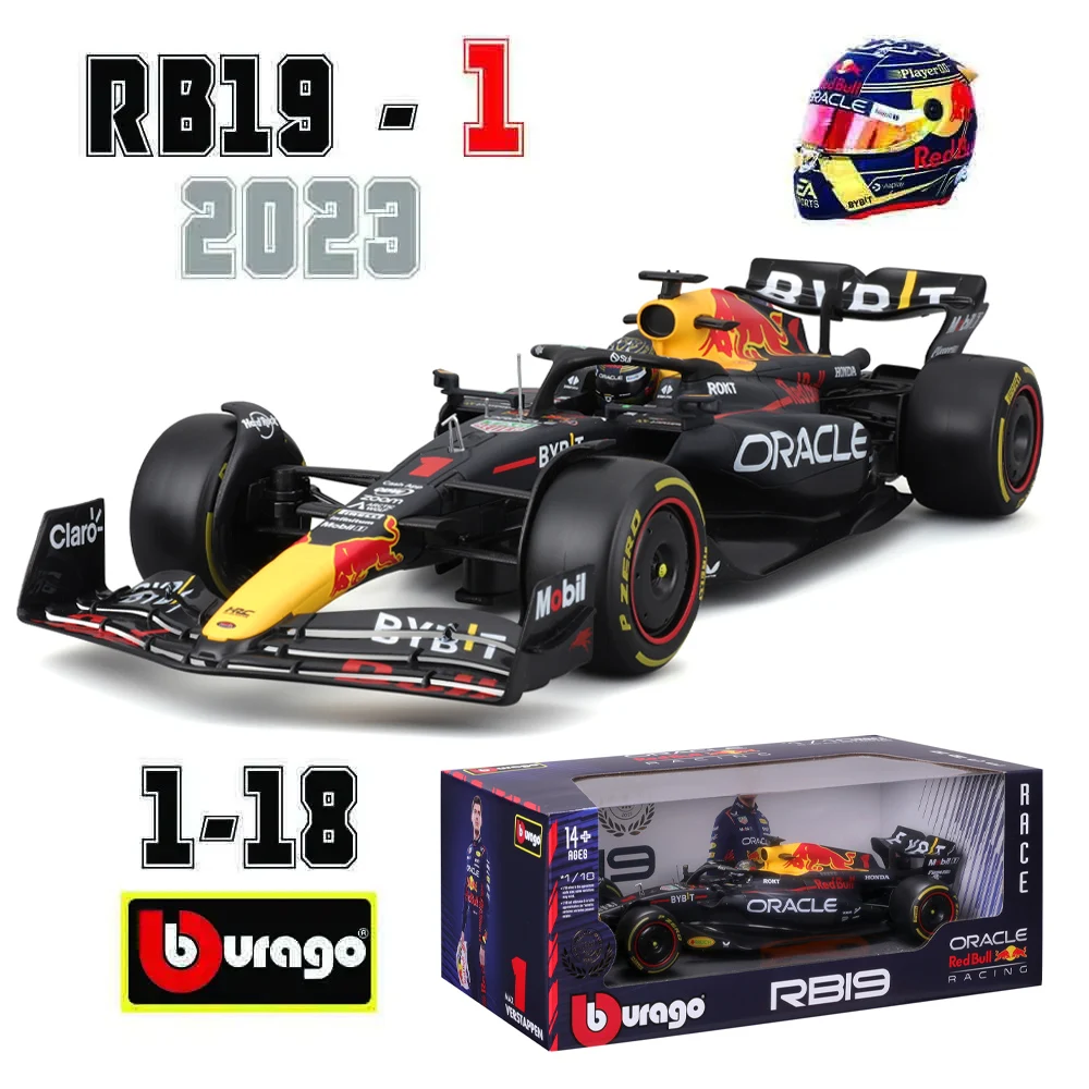 Bburago 1:18 New F1 Champion Red Bull Racing RB19 2023 #1 Verstappen #11 Perez Car Model Vehicles Formula 1 Alloy Toy Vehicle