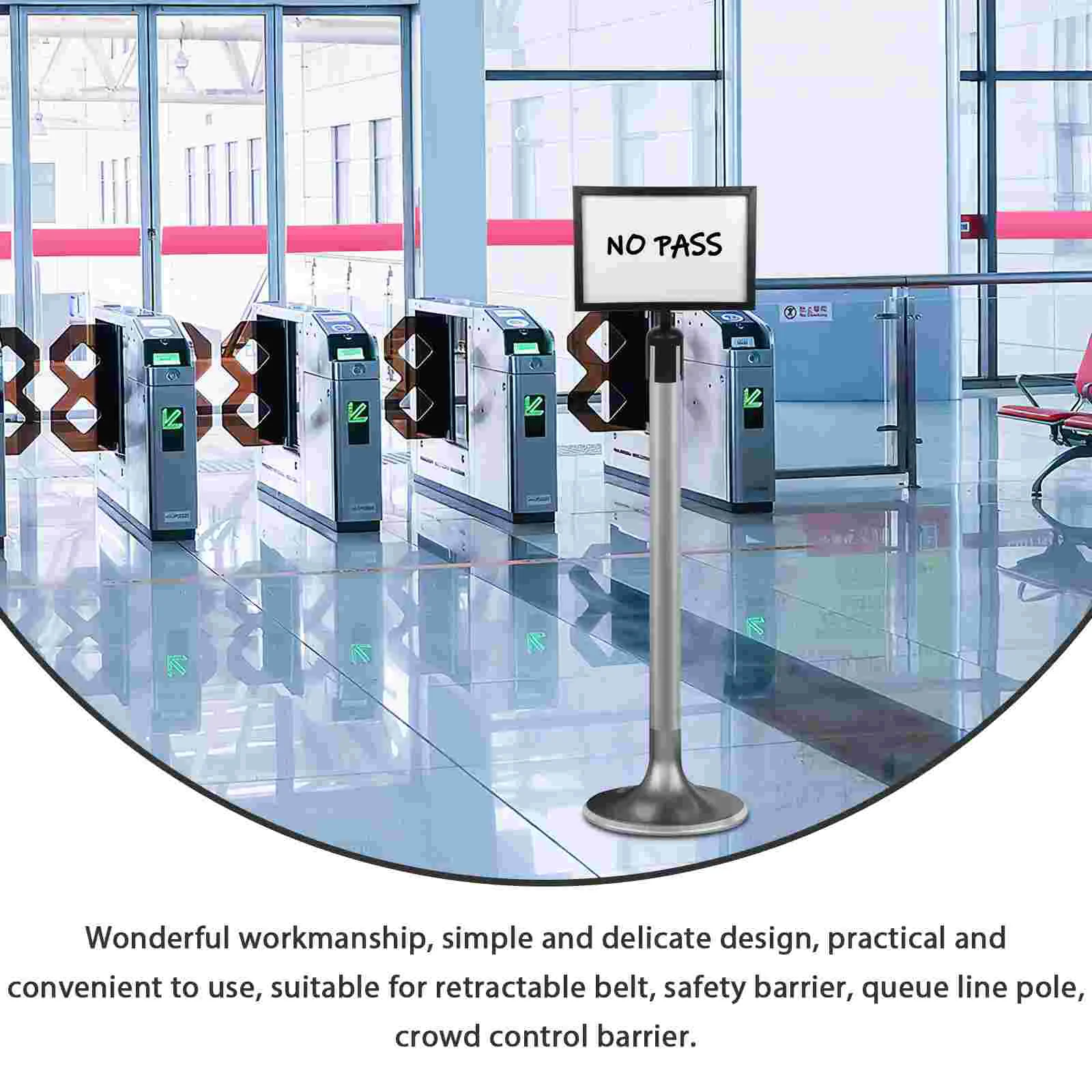 Railing Inserts Sign Holder Retractable Belt A4 Holders for Safety Barrier Stanchion