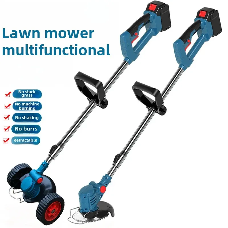 Small Electric Lawnmower Rechargeable Lithium Battery Multi-Function Grass Cutter Home Use Garden Care Tool from China