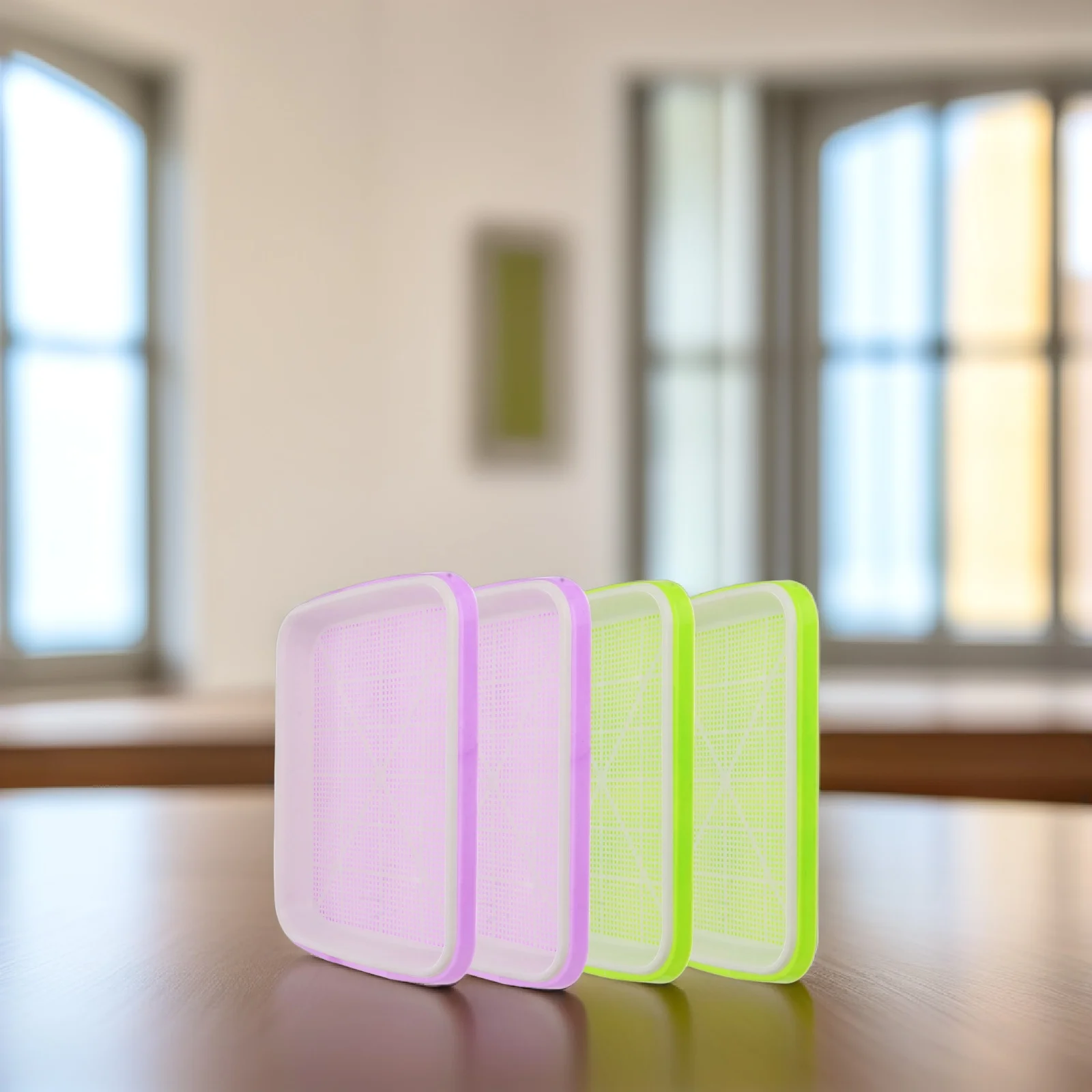 

4 set Germination Pot Tray Seed Starter Growing Sprouter for Microgreens Soya Bean Mung Bean Peanut Wheatgrass Home Vegetable