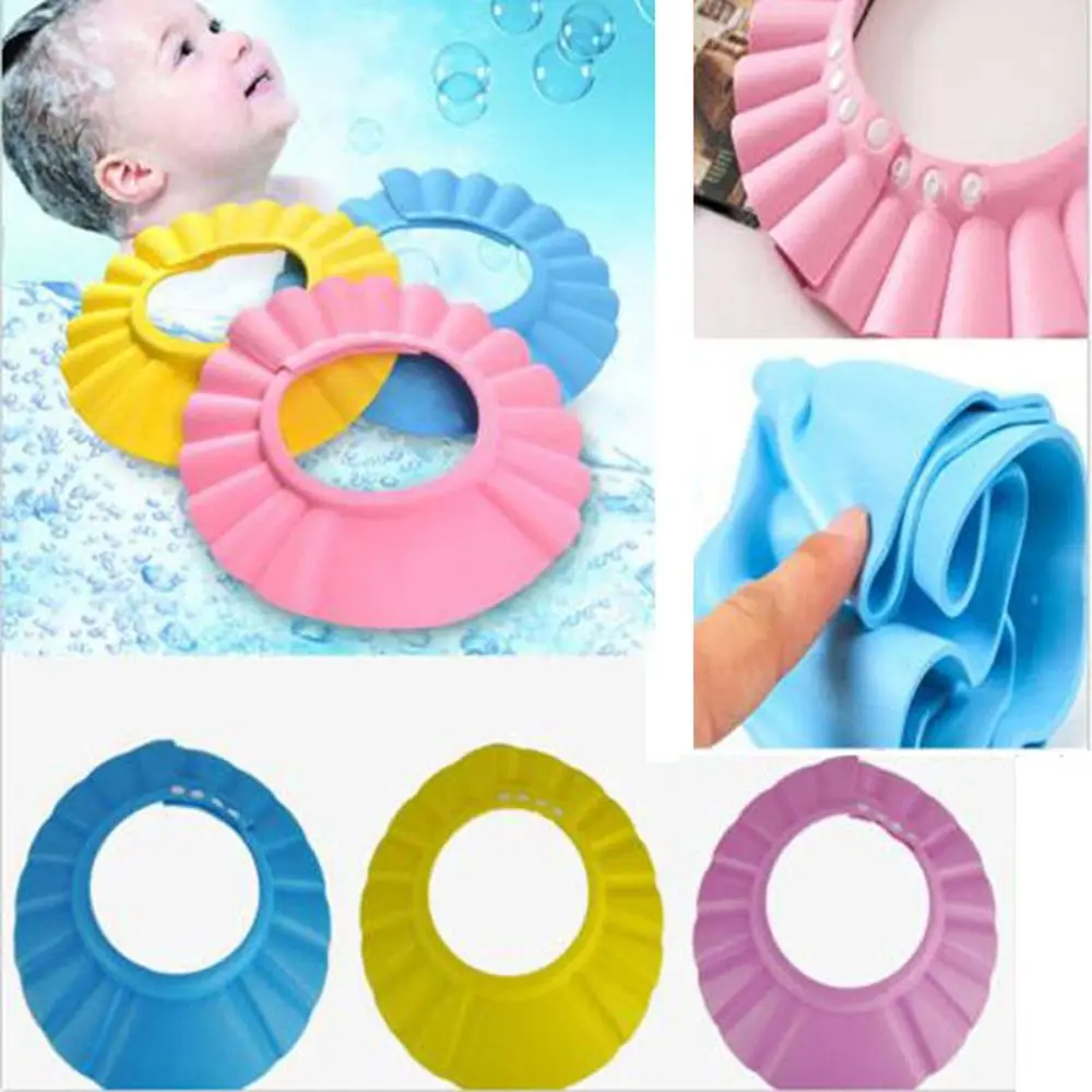 Adjustable Kids Shampoo Soft Shower Cap Hat Wash Hair Shield Bathing