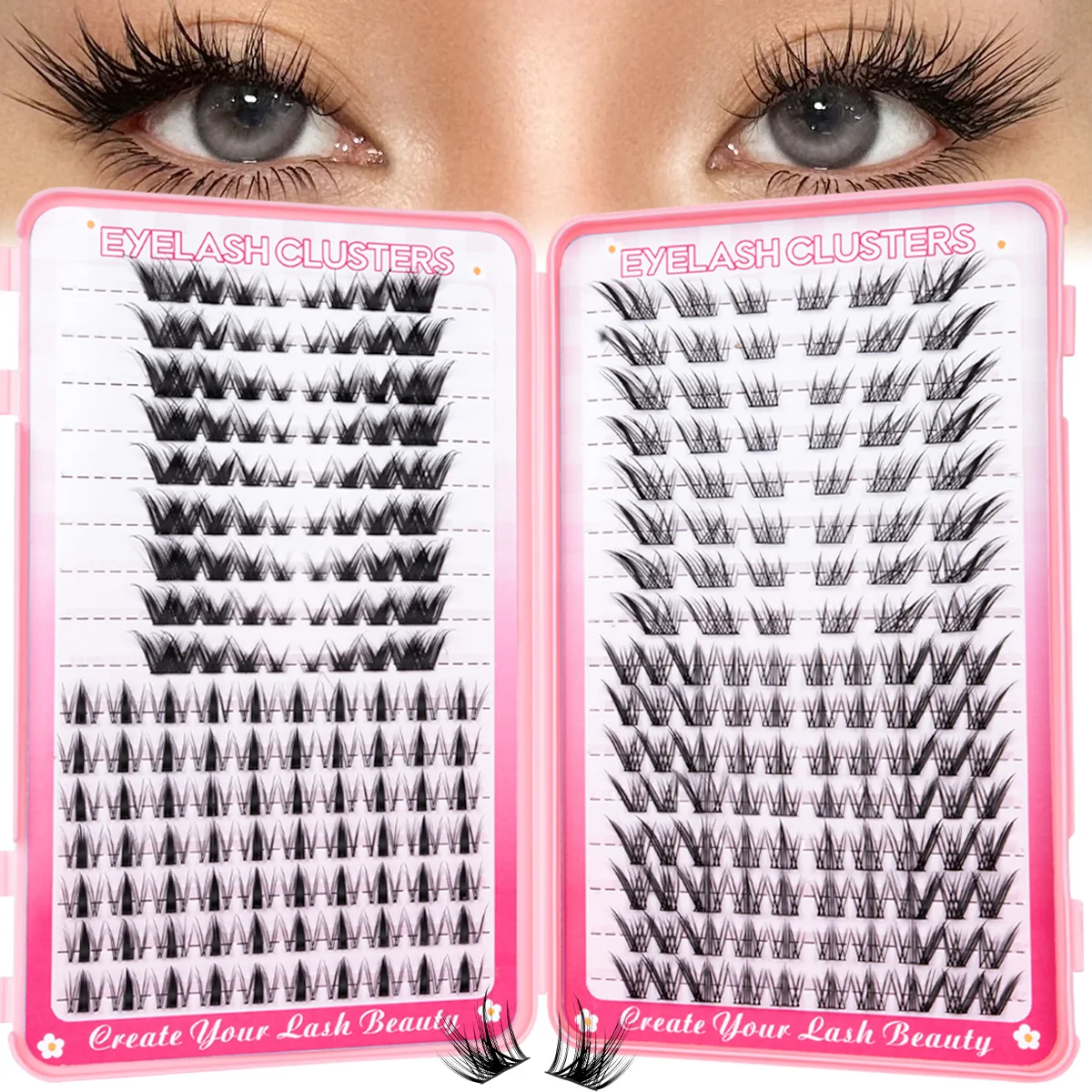 Wimpern-Cluster-Set: Gemischte Wimpern-Cluster, Wispy Einzelwimpern, Manga-Natürlich-Look DIY Wimpernverlängerungen für Make-up – Detail 3