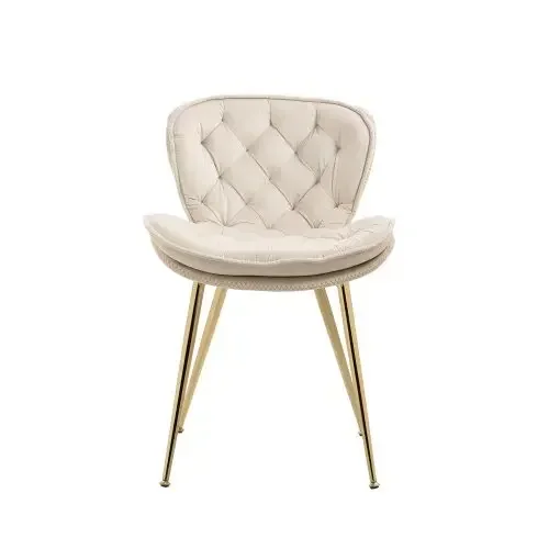 

#For Modern Accent Chairs Stainless Steel Tufted Side Chair Dining Chair with Ring Pull for Dining Room Vanity Bedrooms