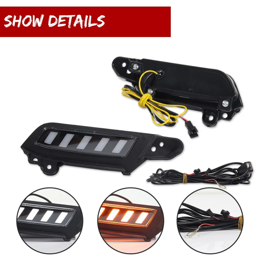 Dual-color Amber LED Front Bumper Sequential Turn Signal Lights w/ Xenon White DRL Fog Lights Kit For Toyota Tacoma 2016-2023 - view 3