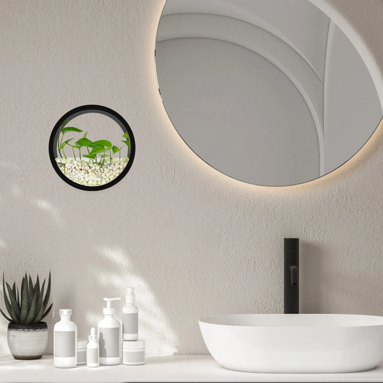 

Настенная ваза-кашпо для гидропоники, декоративное подвесное кашпо для дома, круглое настенное кашпо для суккулентов, декор для балкона и гостиной