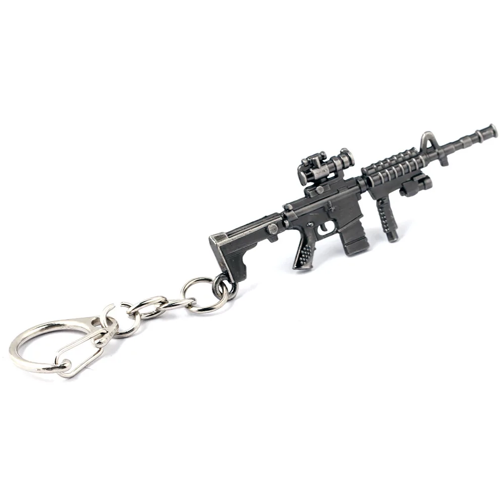 6cm CSGO Weapon Model Metal Keychain Gun Black Plated Machine Gun Model Key Ring for Men Collectible Jewelry Accessories Gift