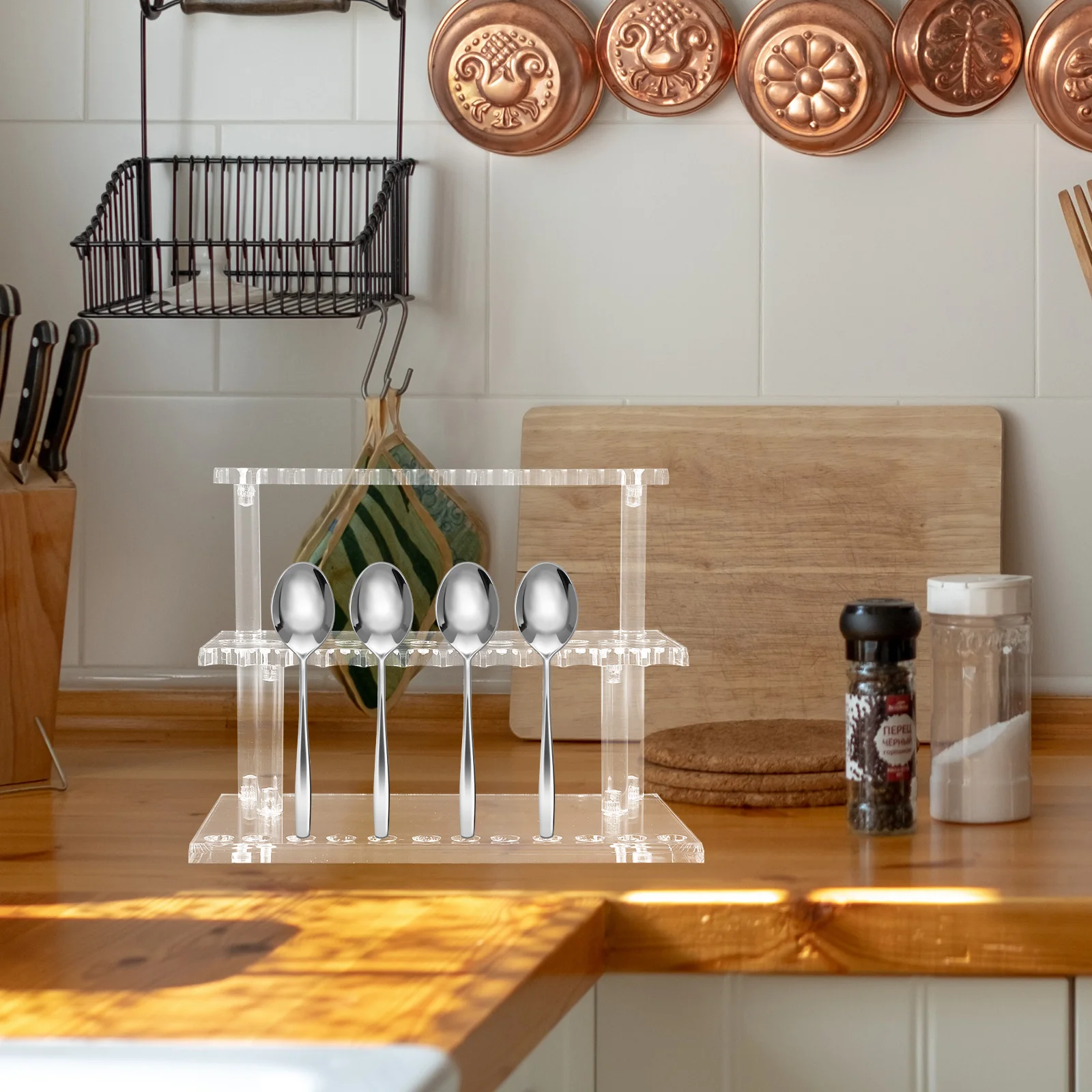 

Acrylic Desktop Organizer Stand for Pens Pencils Utensils Multi-Function Display Holder Clear Storage Rack for Home Office Use