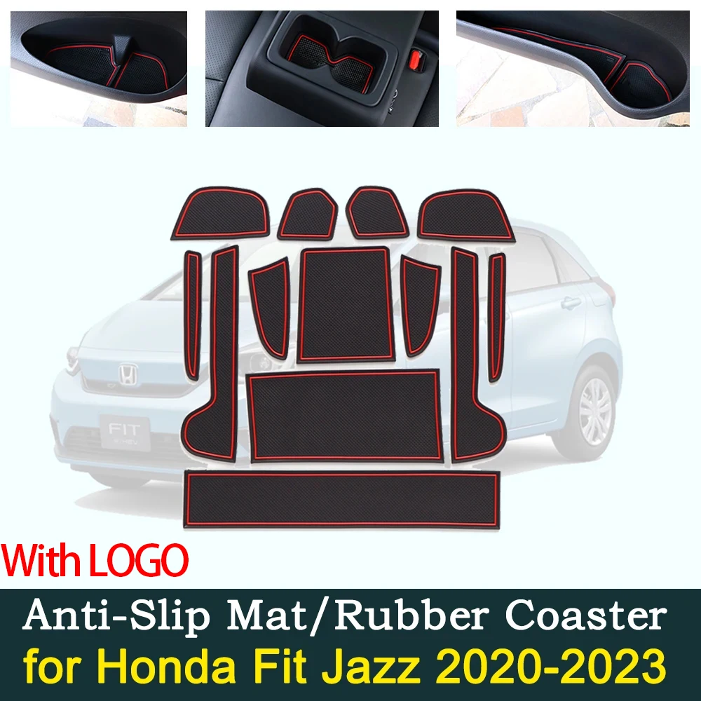 Anti-Slip Dirty Dust Gate Mats Cup Groove Pads for Honda Fit Jazz GR 2020 2021 2022 2023 Hole Pad Car Styling Accessories Gadget