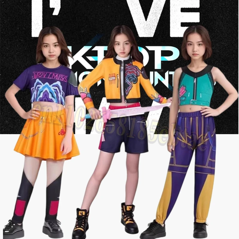

Hot Salling KPop Demon Hunters Children's Costumes for 2-12Y Halloween Cosplay Mira Rumi Zoey Carnival Party Singer's Clothing