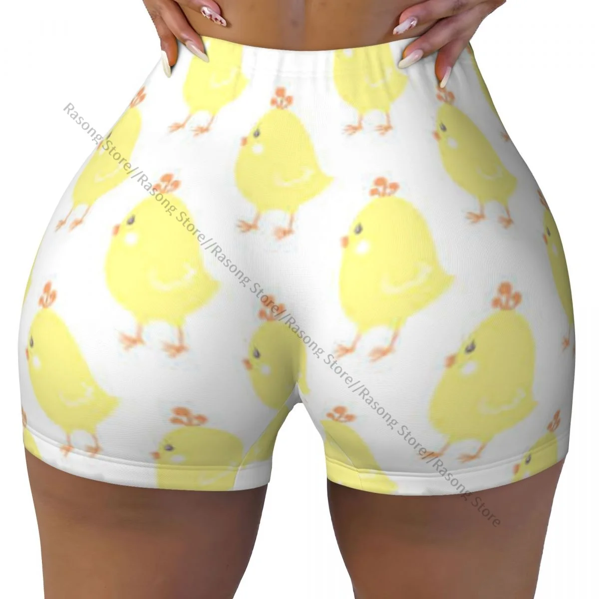 Push Up Breve elasticità Scrunch Butt Cute Chicken Pantaloncini da corsa Pantaloncini sportivi Abbigliamento da donna Palestra