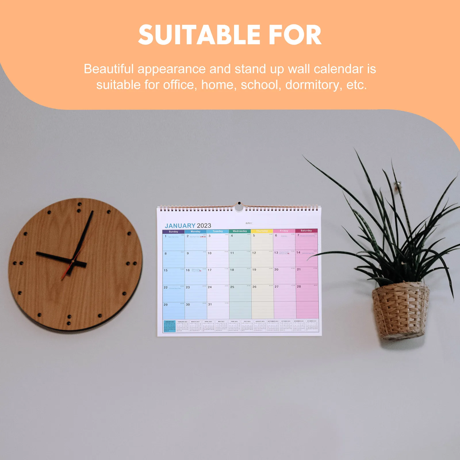 

Delicate Planner English Schedule Calendar Creative Classic Design Office Home Wall Hanging Monthly Paper Calendar Organizer