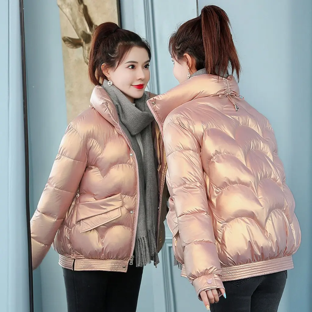 

Women's Off-Season Bright down Cotton-Padded Jacket Short Korean Style Relaxed-Fit Winter Overcoat