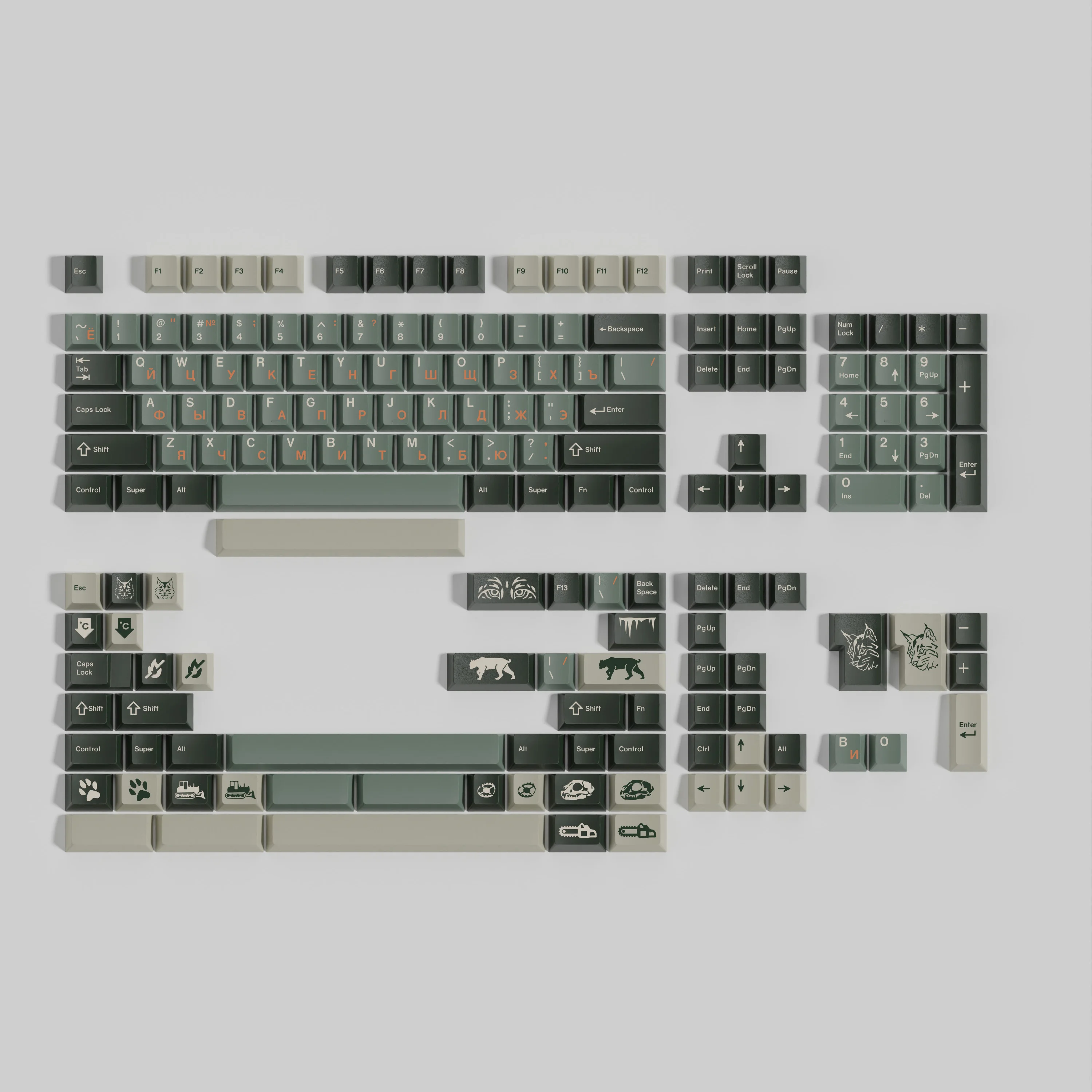 Колпачки для клавиш PBT Silent Forest Cherry Profile, английские и русские колпачки для клавиш Dye Subb, колпачки для клавиатуры MX F75 F99 RK84 GMK67 Alice HHKB