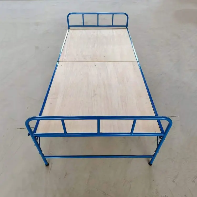 

Customizable iron frame wooden board portable folding bed outdoor
