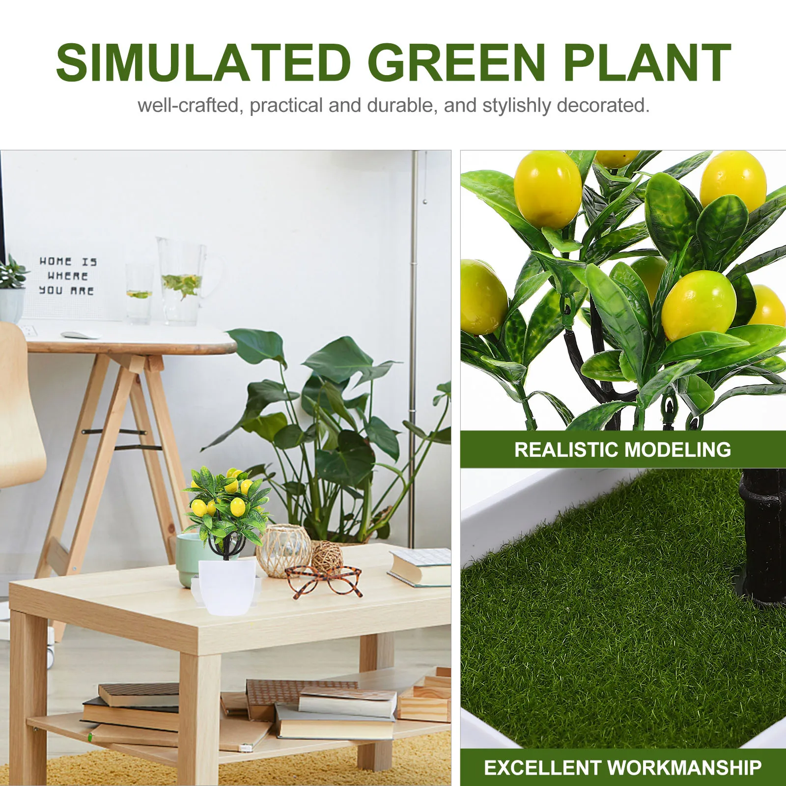 2pcs ArtificialLemonPlants Lemon Kitchen Decor Plants For Office FakeLemonTree HomeOfficeDecor LemonKitchenGarden