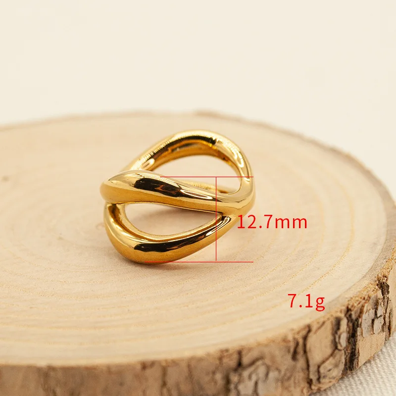 CARLIDANA Fashion Gold Plated 316 Stainless Steel X Shape Hollow Ring Crossover Wedding Ring Jewelry Unisex Ring Jewelry