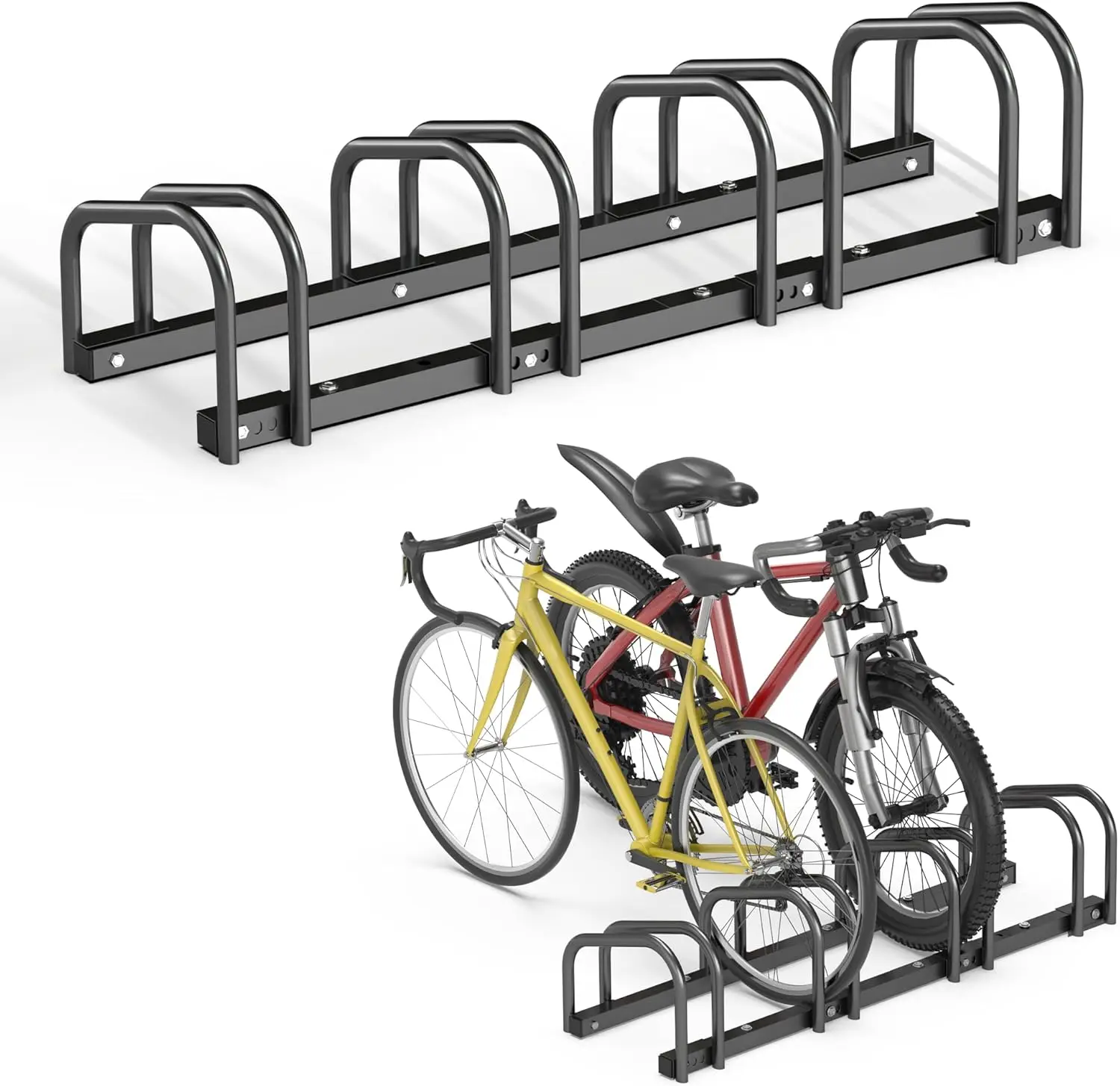 

Ultrawall Bike Storage Rack for Garage, 4 Bikes Floor Stand, Indoor/Outdoor Bicycle Parking Holder