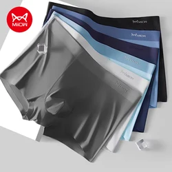 MiiOW 3Pcs Silky Breathable Ice Silk Man Underwear Boxers 5A Antibacterial Men's Panties Seamless Cuffs Men Boxer Briefs Trunks