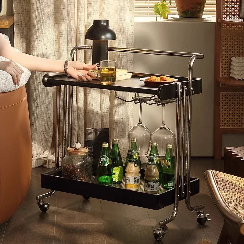 Mesa de computador carrinho lateral estante de madeira maciça rack de armazenamento sofá mesa de centro lateral móvel mesas de centro de cabeceira