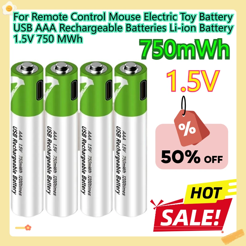 

For Remote Control Mouse Electric Toy Battery USB AAA Rechargeable Batteries Li-ion Battery 1.5V 750 MWh