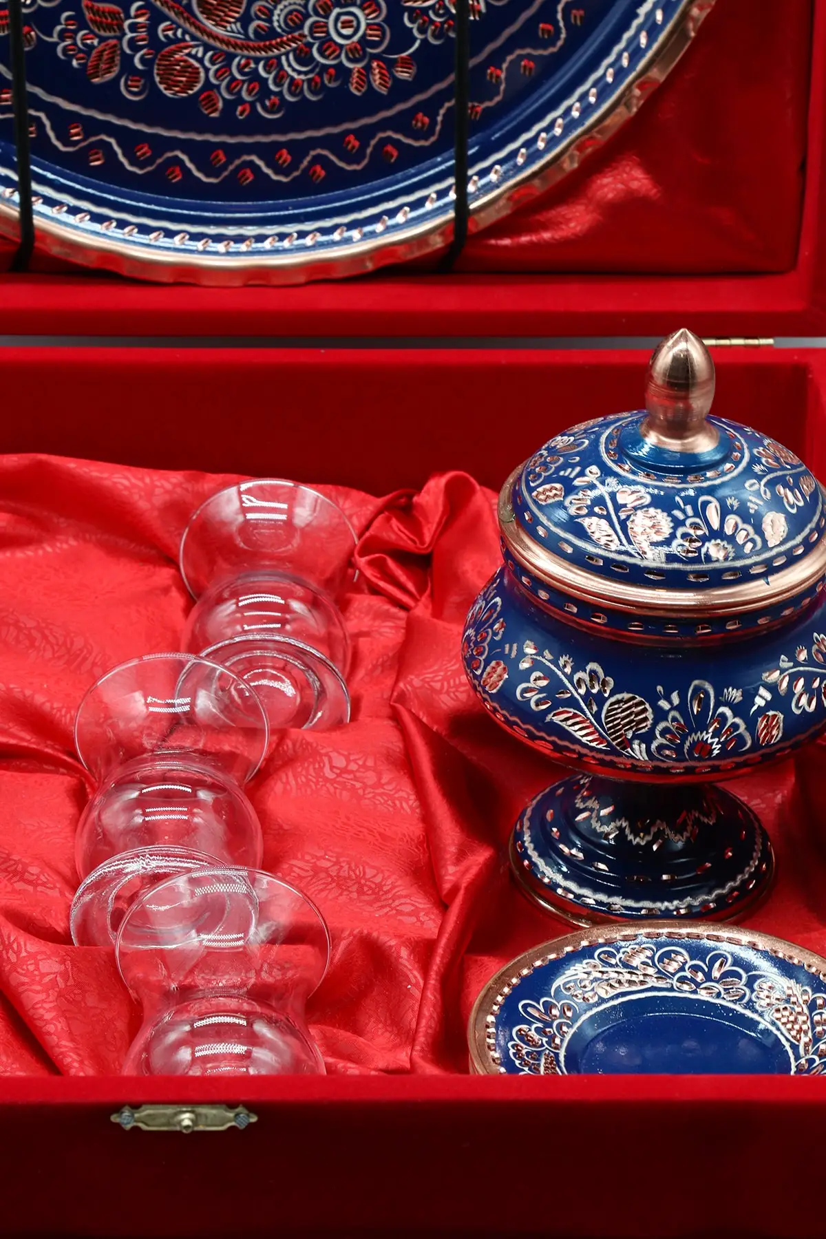 Set da tè blu Navy 6 persone copper hand processing erchain Cooper Luxury Cups